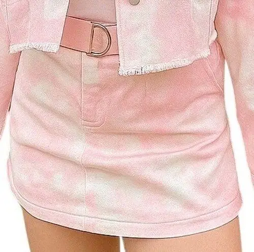 Elodie Tie Dye Printed High Rise Belted Trendy Chic Mini Skirt Size Medium NWT