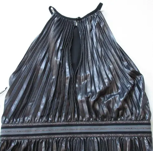 Bailey44 NWT Bailey 44 Madison in Gunmetal Black Metallic Pleated Dress 8 $268