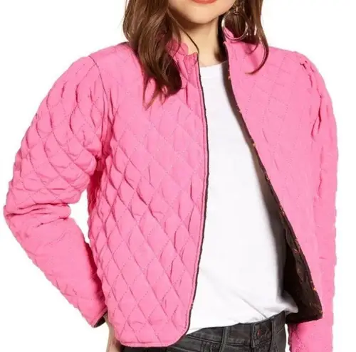 Something Navy Women's Reversible Quilted Floral Jacket Sz M