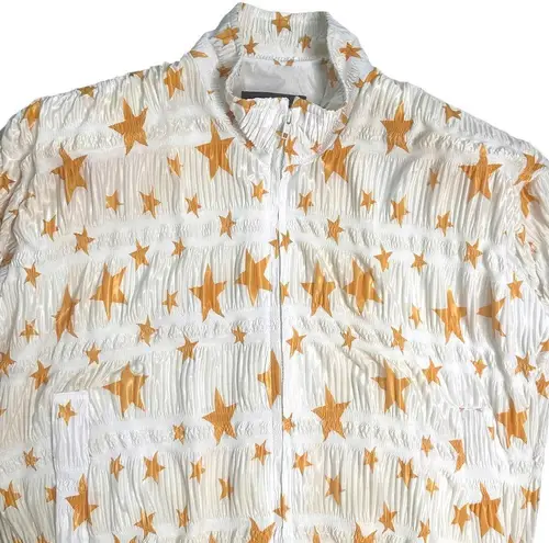 Russell VTG  Imports Open Front Full Zip Stars Windbreaker Jacket White Gold XL