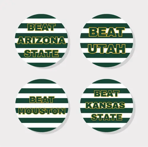Striped Baylor Game day Button Green