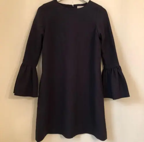 Ann Mashburn Anne Mashburn Navy Textured Cotton Dress S Peplum Sleeves