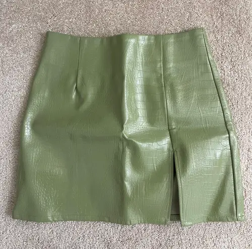 Princess Polly Leather Green Mini Skirt