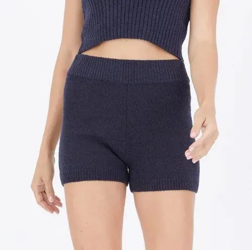 One Grey Day Joss Short Knit Ribbed Navy Blue Size Small S NWT