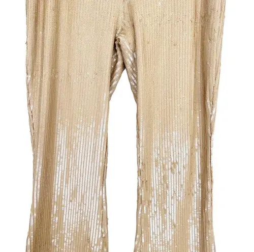 Retrofête Retrofete Julien Tan Sequin Flare Leg Pants Sz M