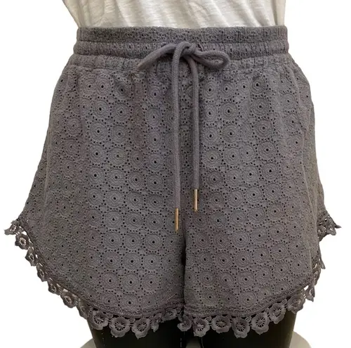 Kenzie Gray Cotton Eyelet Shorts Size Large White