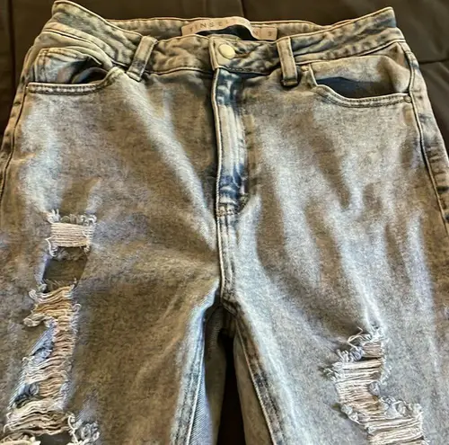 Tinseltown High Rise Light Acid Wash Ripped Skinny Jeans