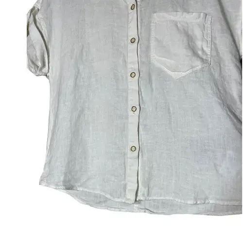 ZARA  Linen White Button Front Blouse Size Small