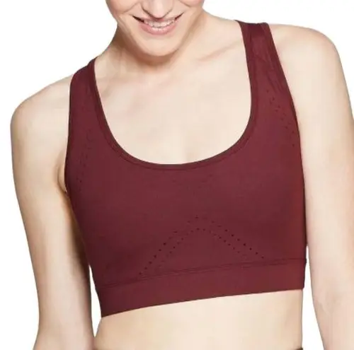 JOY LAB Laser Cut Racerback Sports Bra Burgundy Size Medium Medium Support