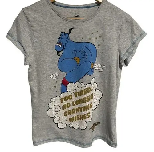 Disney  Aladdin T Shirt Womens Size Medium Gray Short Sleeve Graphics Tee