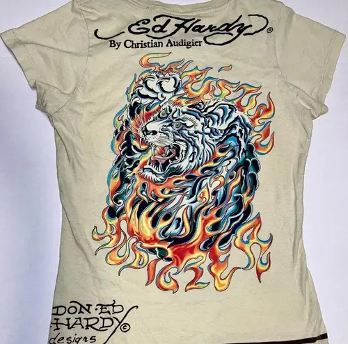 Ed Hardy  Women’s Shirt Eagle Tiger Small Flame Peace Love Tattoo Y2K Grunge Sick