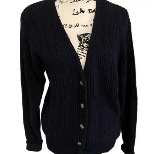 Christopher & Banks Vintage Navy Blue Cardigan Sweater Size Medium