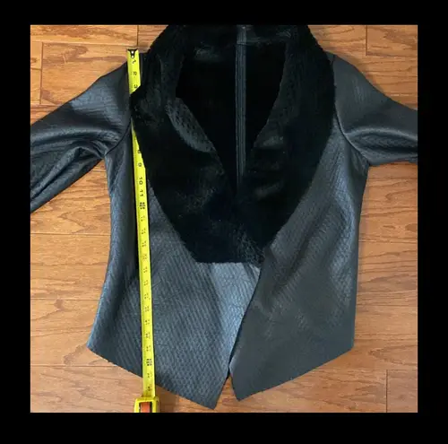 Reversible black faux leather/fur oversized coat L Size L