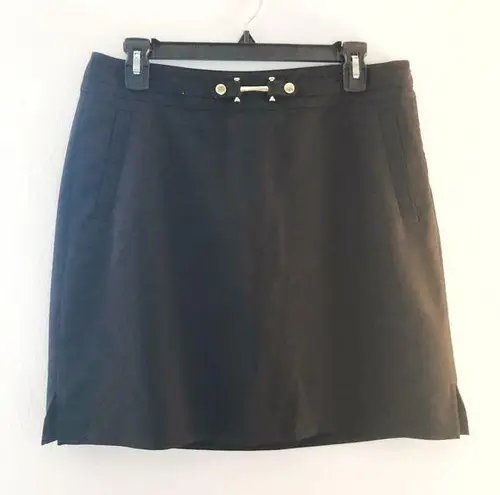 ep pro  Skort Black w/ Front Buckle Detail & Side Zipper Sz 8 EUC Golf Tennis