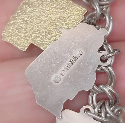 Sterling Silver W/ 26 Charms- chain link boho charm bracelet