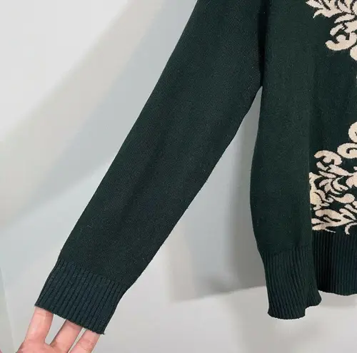 Vintage 70's Women's Green Graphics Rhinestone Graphics Fitted Sweater Size XS