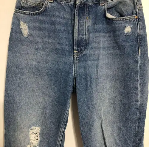 ZARA  distressed ripped jeans medium wash women's size 8 buttonfly high rise