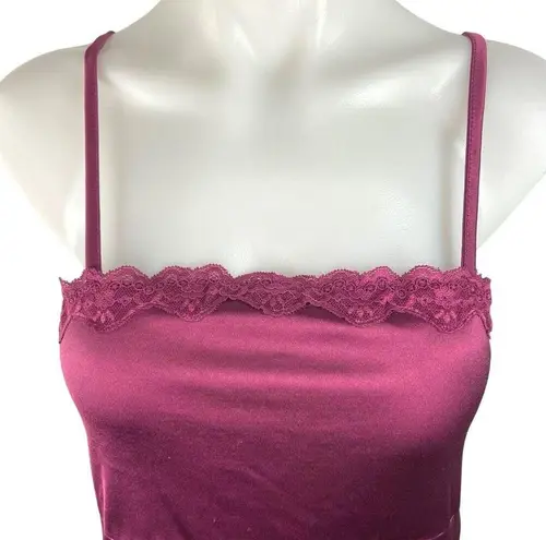 Cotton On  Purple Lace Trim Spaghetti Satin Sleeveless Mini Cami Slip Dress Sz S