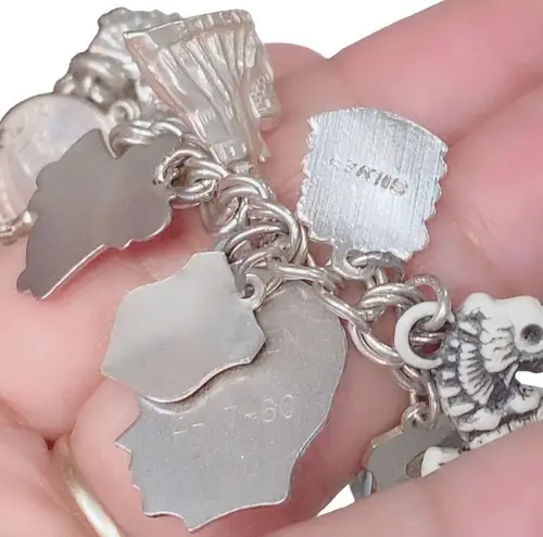 Sterling Silver W/ 26 Charms- chain link boho charm bracelet