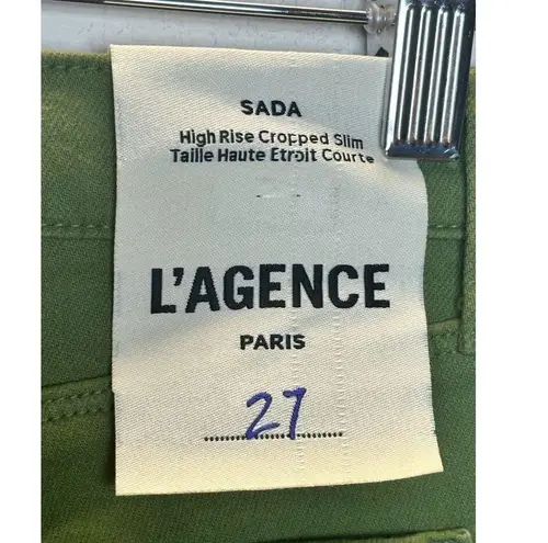 L'Agence Women's Size 27 Cactus Green Sada High Rise Crop Slim Jeans NWOT