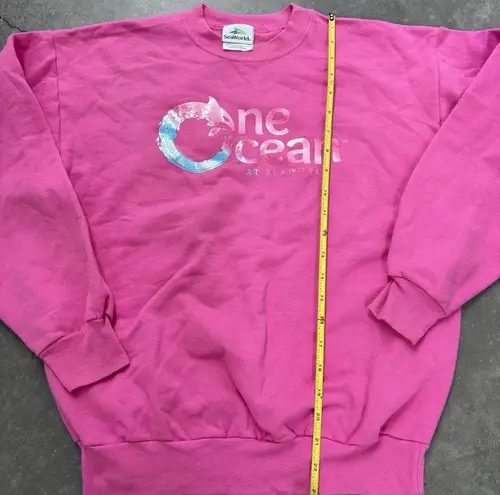 Vintage 90s One Ocean Crewneck Graphic Print Sea World Pullover Sweashirt Pink Size XS