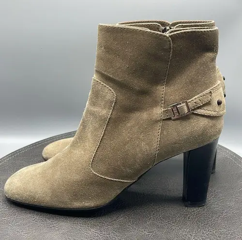 Tod's  Boots Womens Sz 10 Leather Suede Tan Heels Heeled Boots Designer Zipper