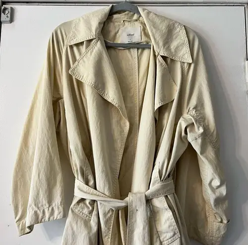 Aritzia  WILFRED Requiem Trench Coat S Cream Long Line Jacket Oversized Tie