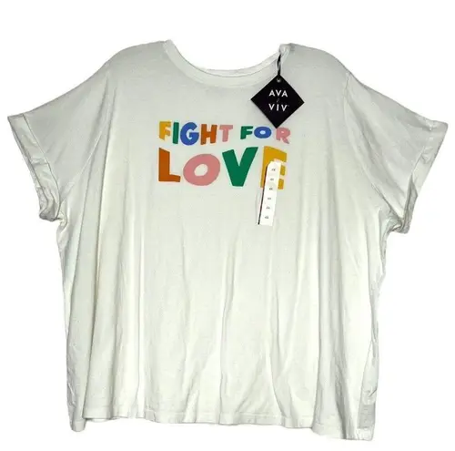 Ava & Viv  Women’s T-Shirt Set Fight For Love White Rainbow Tee Green Tee Size 4X