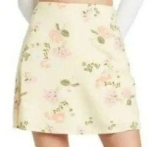 Abound  Womens Straight Skirt Multicolor Yellow Floral Mini Lined Side Zip M New