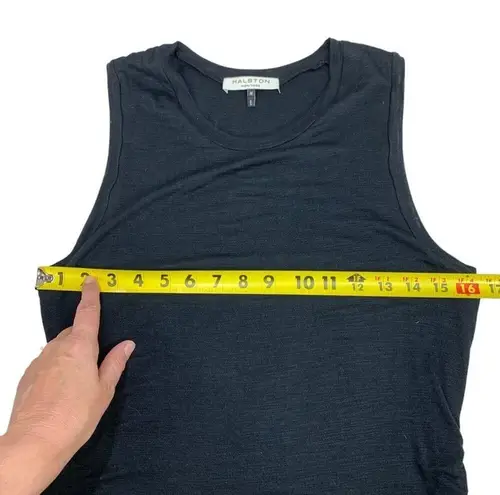 Halston Heritage | Medium | Black Modal Side-Ruched Sleeveless Muscle Tank Top