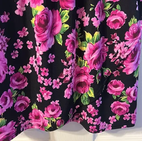 belle du jour Black Purple Floral 3/4 Sleeve Dress Small