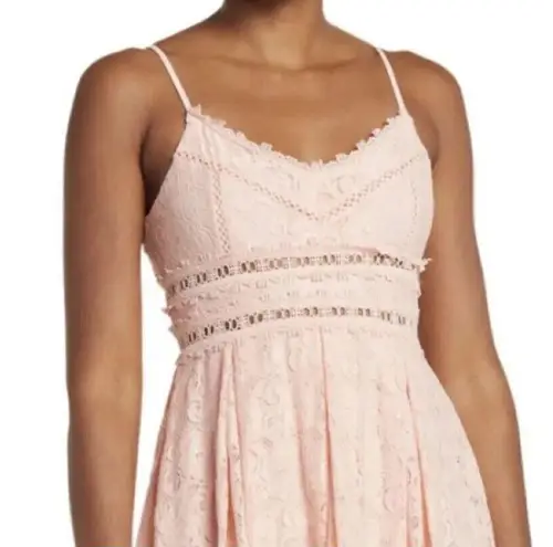 Nsr NWT Womens Provance Mini Dress Size Large Stretch Lace V Neck Blush (b6)