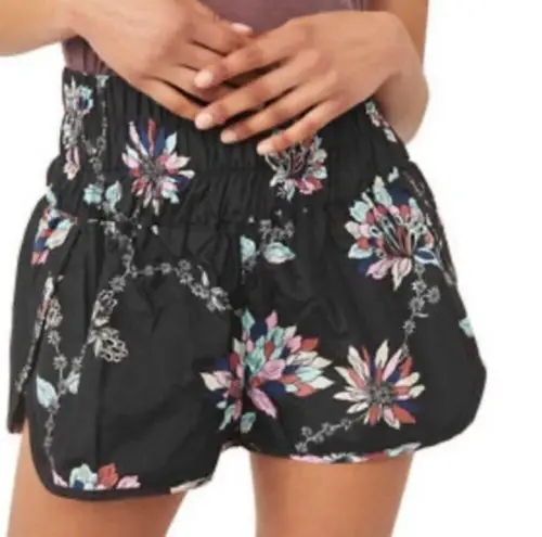 Free People Movement Running Short Medium Floral Deco The Way Home Bikini Lining Black