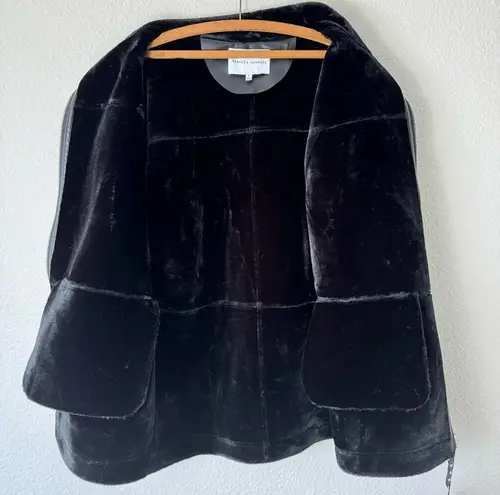 Rebecca Minkoff  Faux Leather Faux Fur Lined Car Coat Size Small
