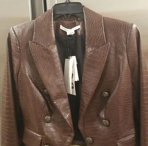 Veronica Beard 💕💕 Cooke Vegan-Leather Dickey Jacket ~ Chicory Brown 2 NWT