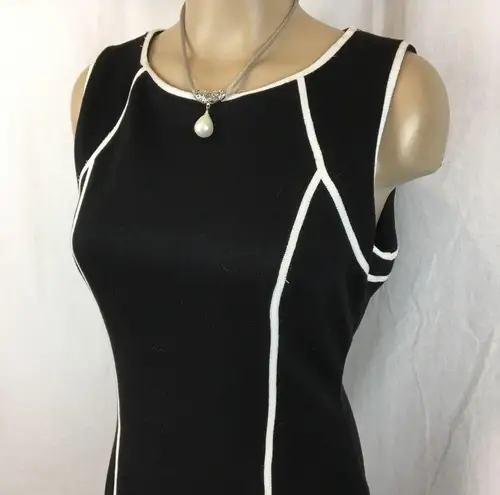Boston Proper Black & White Contrasting Stitch Sleeveless Dress 8