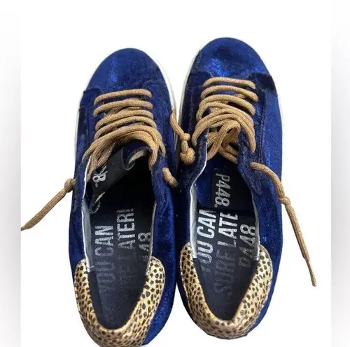 P448  John Blue Crushed Velvet Low Top Platform Sneaker 38