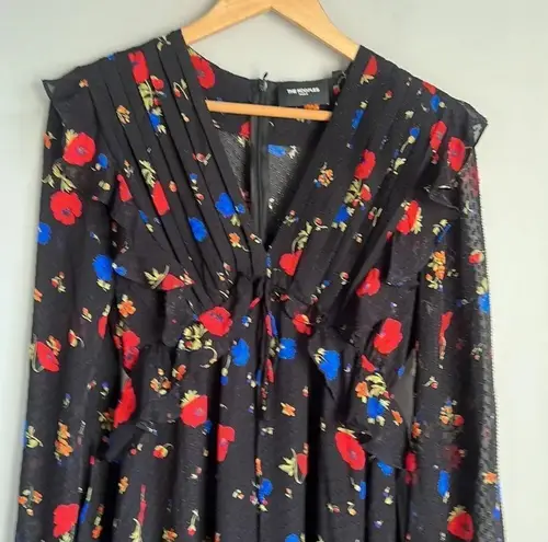 The Kooples Paris Black Daydream Flowers Silk Mini Dress Size 0