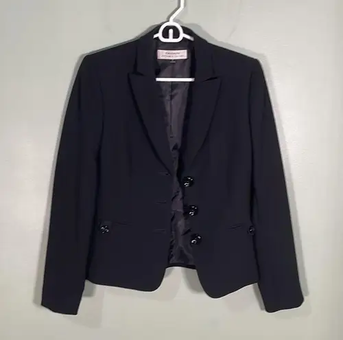 Tahari  Three button blazer black size 4 business casual