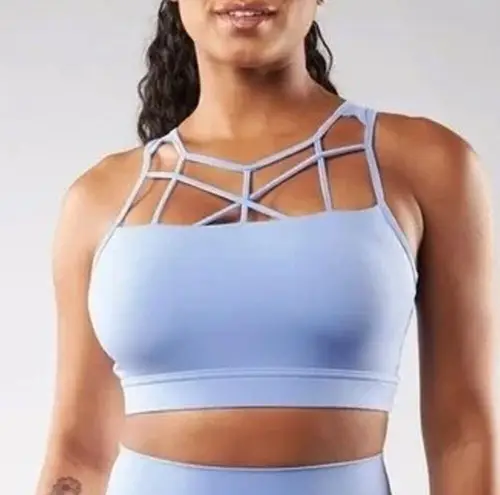 Buffbunny Collection Caged Up Botanical Strappy Sports Bra Blue XS