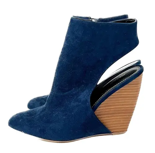 Charles by Charles David Charles David Blue Suede Open-Back Wedge India Booties - Size 6.5