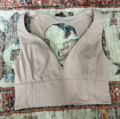 FP Movement Free People It’s An Illusion Crop Lined Zip Pink Sports Bra Top Sz M Size M