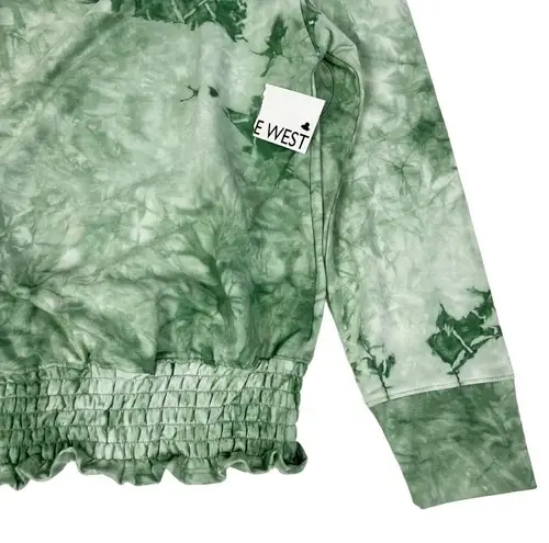 Nine West NEW  Green Tie Dye Smocked Hem Pullover Sweatshirt Women’s Medium