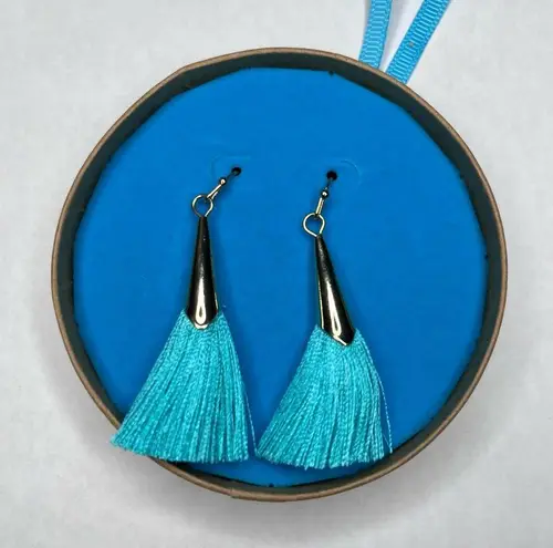 Shiraleah CHICAGO Tallulah Earrings Turquoise Blue Dangle Tassel NWT