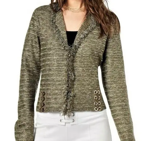 INC lace up metallic boucle blazer