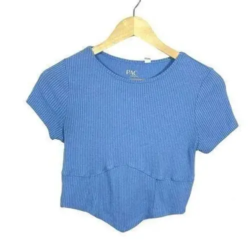 PacSun  Women’s Ribbed Fitted Cropped Tee in Blue Size S - Image 1