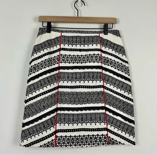 Anthropologie Tabitha Geometric Cream Black Skirt, 4