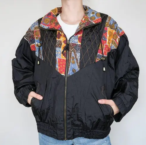 Vintage 80s RE Sport Tribal Windbreaker Bomber Jacket Size M