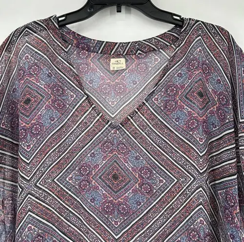 O'Neill  Size M Kaftan Swim Cover Up Sheer Boho Blue Pink Mixed Pattern