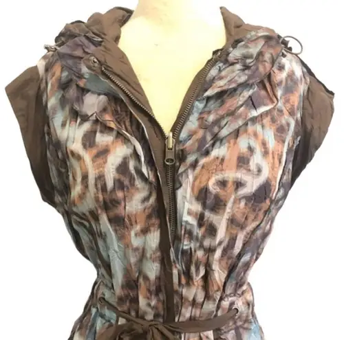 Alberto Makali Vintage Hooded Vest Brown Dyed Effect